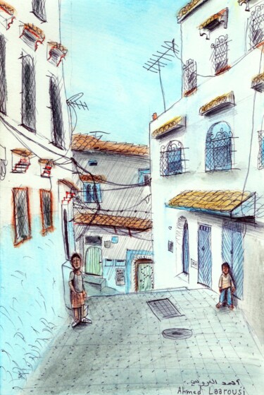 Painting titled "Chefchaouen" by Edouard Leruste, Original Artwork, Other