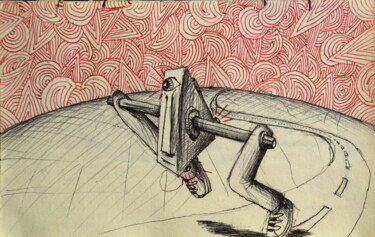 Dibujo titulada "Running machine" por Edouard Leruste, Obra de arte original, Bolígrafo