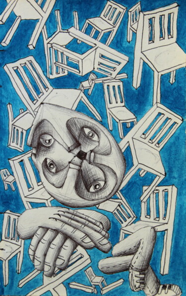Drawing titled "Have a seat !" by Edouard Leruste, Original Artwork, Ballpoint pen