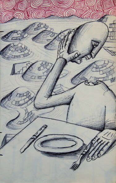 图画 标题为“Bon appétit” 由Edouard Leruste, 原创艺术品, 圆珠笔