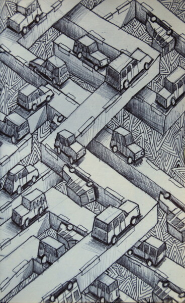 Drawing titled "Fausses routes" by Edouard Leruste, Original Artwork, Ballpoint pen
