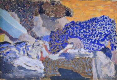 Pittura intitolato "Deux ouvrières dans…" da Édouard Vuillard, Opera d'arte originale, Olio