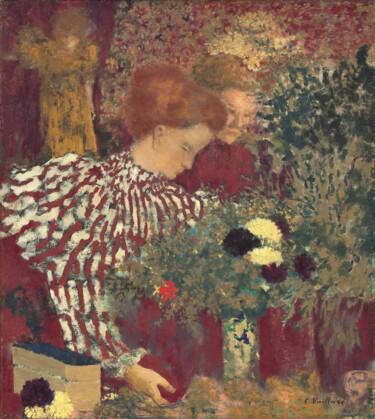 제목이 "Femme en robe rayée"인 미술작품 Édouard Vuillard로, 원작, 기름