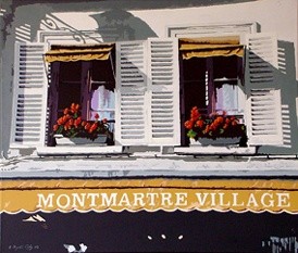 Peinture intitulée "MONTMARTRES VILLAGE" par Edouard Aguilo, Œuvre d'art originale