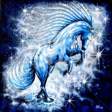 绘画 标题为“The water horse” 由Neint, 原创艺术品, 油