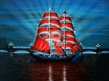 Painting titled "Scarlet sails" by Neint, Original Artwork, Oil