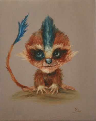 Painting titled "little Troll" by Ed Schaap, Original Artwork, Oil
