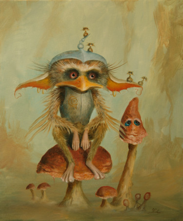 Painting titled "Vermin Warrior" by Ed Schaap, Original Artwork, Oil