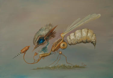 Schilderij getiteld "Mosquito" door Ed Schaap, Origineel Kunstwerk, Olie