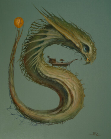 Peinture intitulée "Serpent" par Ed Schaap, Œuvre d'art originale, Huile