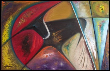 Schilderij getiteld "El Toro en batalla" door Edsel Selberie (E-Art Explosion.), Origineel Kunstwerk, Olie