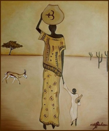 Schilderij getiteld "El calor Africano (…" door Edsel Selberie (E-Art Explosion.), Origineel Kunstwerk, Olie