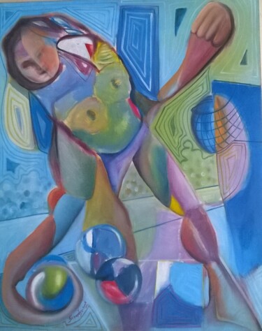 Peinture intitulée "arremessador.jpg" par Edson Fernandes, Œuvre d'art originale, Huile