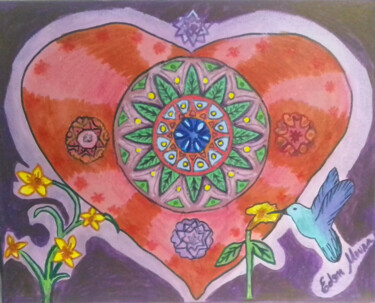 Pintura intitulada "Coração" por Edson Moura, Obras de arte originais, Acrílico