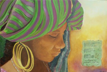 Painting titled "afrique" by Claude Godfrin-Claude, Original Artwork, Oil