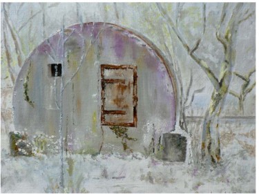 Painting titled "-cabane-malzeville-" by Claude Godfrin-Claude, Original Artwork
