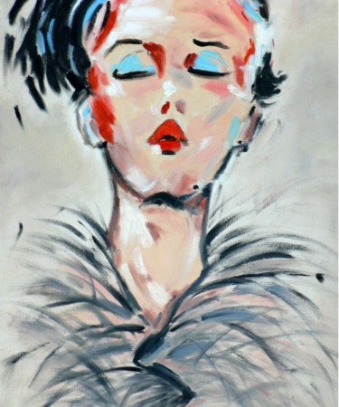 Painting titled "pin-up" by Claude Godfrin-Claude, Original Artwork