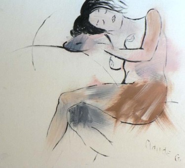 Painting titled "dormeuse" by Claude Godfrin-Claude, Original Artwork