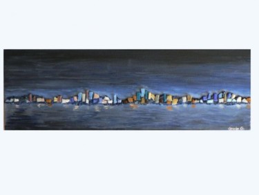 Peinture intitulée "ville côtière" par Claude Godfrin-Claude, Œuvre d'art originale