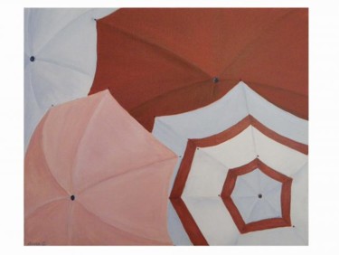 Painting titled "parapluies" by Claude Godfrin-Claude, Original Artwork, Oil