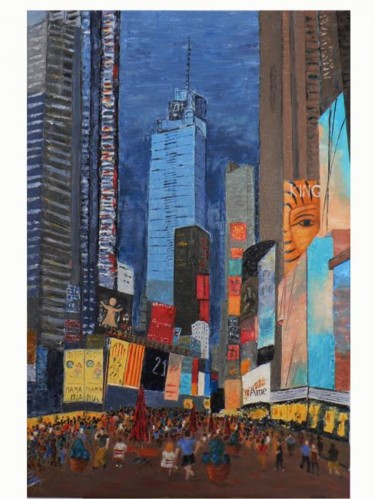 Malerei mit dem Titel "New York" von Claude Godfrin-Claude, Original-Kunstwerk, Öl