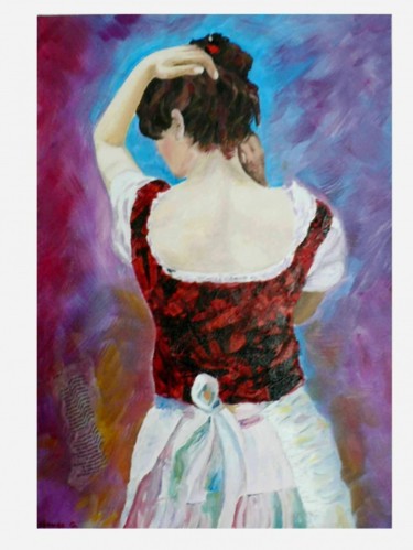 Peinture intitulée "jeune femme de dos" par Claude Godfrin-Claude, Œuvre d'art originale