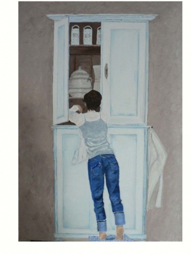 Peinture intitulée "femme en jean" par Claude Godfrin-Claude, Œuvre d'art originale
