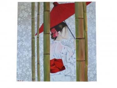 Peinture intitulée "Japonaise" par Claude Godfrin-Claude, Œuvre d'art originale, Huile