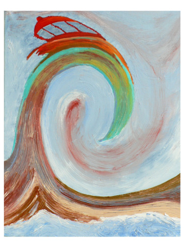 Peinture intitulée "la-vague-et-le-phare" par Claude Godfrin-Claude, Œuvre d'art originale, Huile