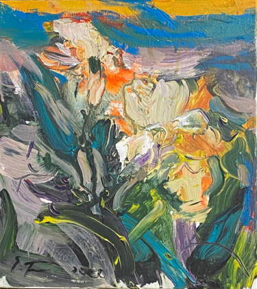 Painting titled "Flowers" by Eduard Belsky, Original Artwork, Oil