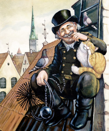 Pintura titulada "Chimney Sweep" por Eduard Kont, Obra de arte original, Oleo