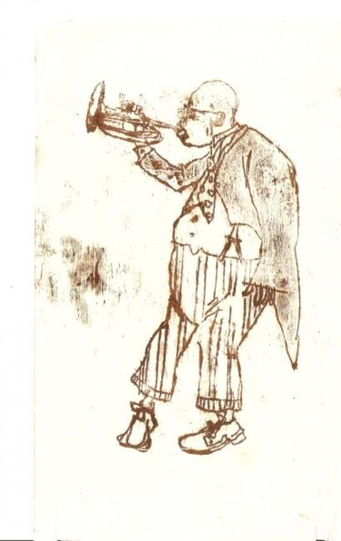Drawing titled "Соло на трубе" by Eduard Kulish, Original Artwork