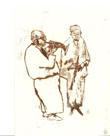 Drawing titled "Дуэт" by Eduard Kulish, Original Artwork