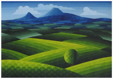 Pintura intitulada "Ararat valley" por Eduard Nersisyan, Obras de arte originais, Aquarela