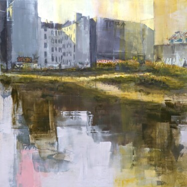 Schilderij getiteld "BERLIN_23_01" door Eduard Warkentin, Origineel Kunstwerk, Olie Gemonteerd op Houten paneel