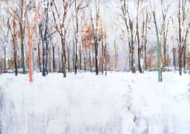 Schilderij getiteld "Winter im Park" door Eduard Warkentin, Origineel Kunstwerk, Olie