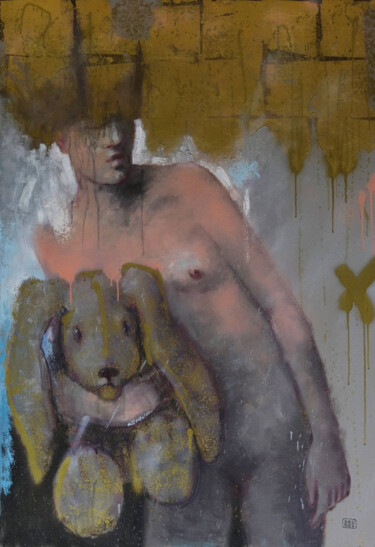 Картина под названием "Her bunny" - Eduard Zentsik, Подлинное произведение искусства, Масло