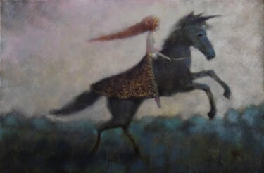 Painting titled "Unicorn" by Eduard Zentsik, Original Artwork, Oil