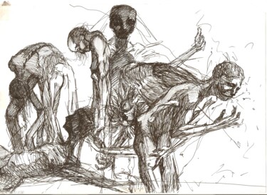 Dibujo titulada "PADECER EN LA REALI…" por Eduardo Bustos Segovia, Obra de arte original, Tinta Montado en Cartulina