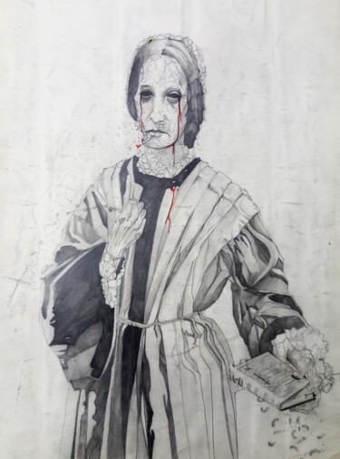 图画 标题为“THE NON SENSE OF HU…” 由Eduardo Bustos Segovia, 原创艺术品, 铅笔 安装在纸板上