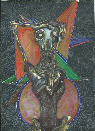 Drawing titled "GENETICALLY MODIFIE…" by Eduardo Bustos Segovia, Original Artwork, Watercolor Mounted on Cardboard