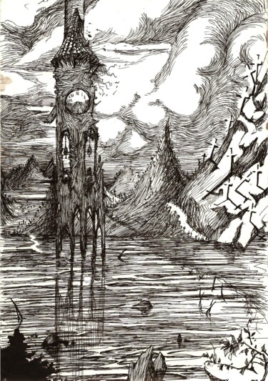 Tekening getiteld "NATURE MURDERED GEN…" door Eduardo Bustos Segovia, Origineel Kunstwerk, Inkt Gemonteerd op Karton