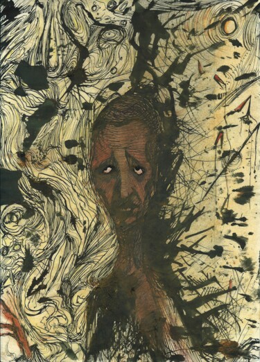 Dibujo titulada "GENETICALLY MODIFIE…" por Eduardo Bustos Segovia, Obra de arte original, Pastel Montado en Cartulina