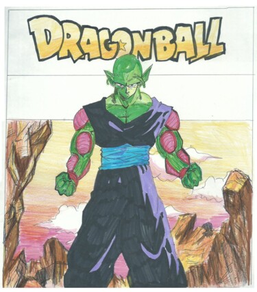 Drawing titled "DRAGON BALL Z Tribu…" by Eduardo Bustos Segovia, Original Artwork, Marker Mounted on Cardboard