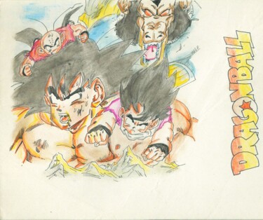 Disegno intitolato "DRAGON BALL Z Tribu…" da Eduardo Bustos Segovia, Opera d'arte originale, Matita Montato su Cartone