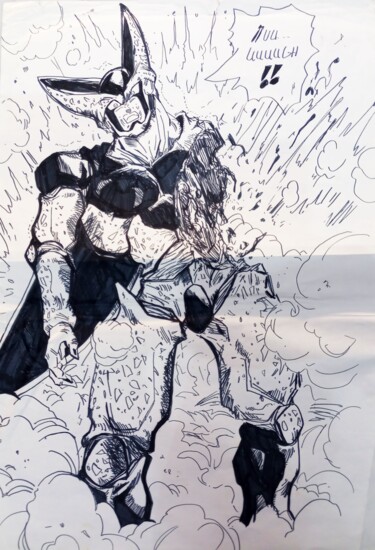 Disegno intitolato "DRAGON BALL Z Tribu…" da Eduardo Bustos Segovia, Opera d'arte originale, Pennarello Montato su Cartone
