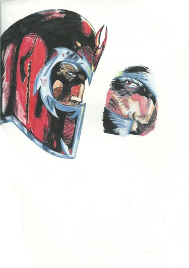 Tekening getiteld "X-MEN UNCANNY MARVE…" door Eduardo Bustos Segovia, Origineel Kunstwerk, Marker Gemonteerd op Karton