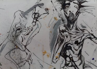 Σχέδιο με τίτλο "Encounter with the…" από Eduardo Bustos Segovia, Αυθεντικά έργα τέχνης, Μελάνι Τοποθετήθηκε στο Χαρτόνι