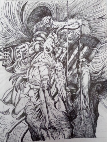 X-MEN MARVEL WOLVERINE LOGAN LOBEZNO Comic 1980 1990 INK1 Disegno intitolato "X-MEN MARVEL WOLVER…" da Eduardo Bustos Segovia, Opera d'arte originale, Inchiostro Montato su Cartone