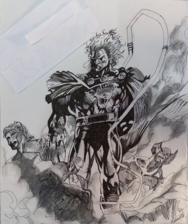 Tekening getiteld "X-MEN UNCANNY MARVE…" door Eduardo Bustos Segovia, Origineel Kunstwerk, Inkt Gemonteerd op Karton